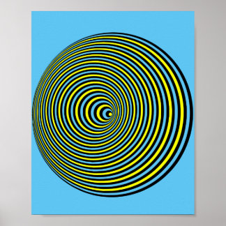 Optische Illusion auf dem blauen Poster