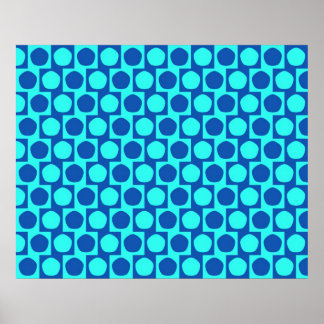 Optische Illusion Cafe Wall Effect Pentagons Blau Poster