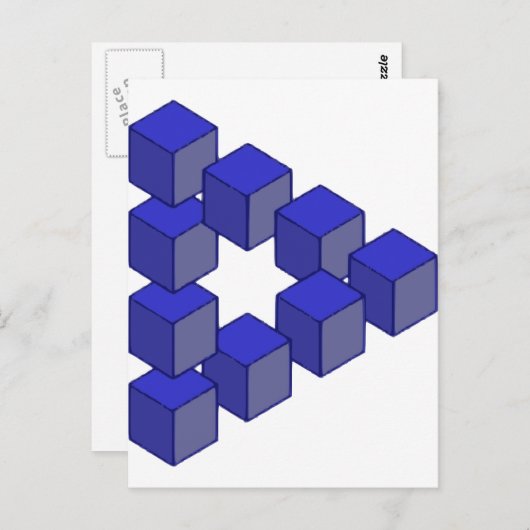 Optische Illusion einer unmöglichen Treppe auf den Postkarte (Vorne/Hinten)