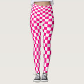 Optische Illusion eines rosa und weiß karierten Mu Leggings (Vorderseite)