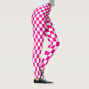 Optische Illusion eines rosa und weißen Prüfmust Leggings