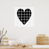 Optische Illusion eines schwarzen und weißen Herze Poster (Küche)