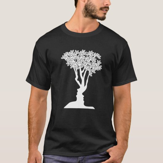 Optische Illusion Funny Novelty Tree oder Gesichte T-Shirt (Vorderseite)