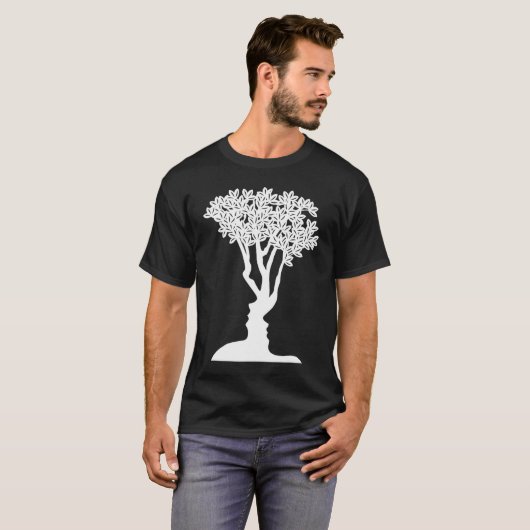 Optische Illusion Funny Novelty Tree oder Gesichte T-Shirt (Vorne ganz)