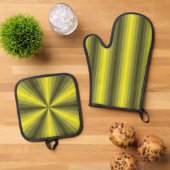 Optische Illusion gelb Ofenhandschuh & Topflappen-Set (Oben Unten)