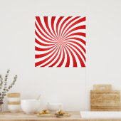 Optische Illusion in der Roten und Weißen Spirale Poster (Küche)