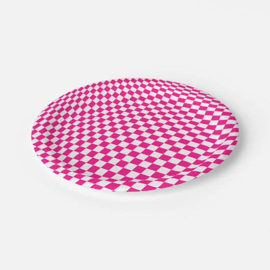 Optische Illusion in Rosa und Weiß Pappteller (Schrägansicht)