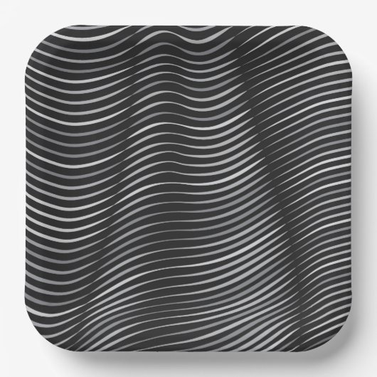 Optische Illusion in Schwarz und Silber Pappteller (Vorderseite)