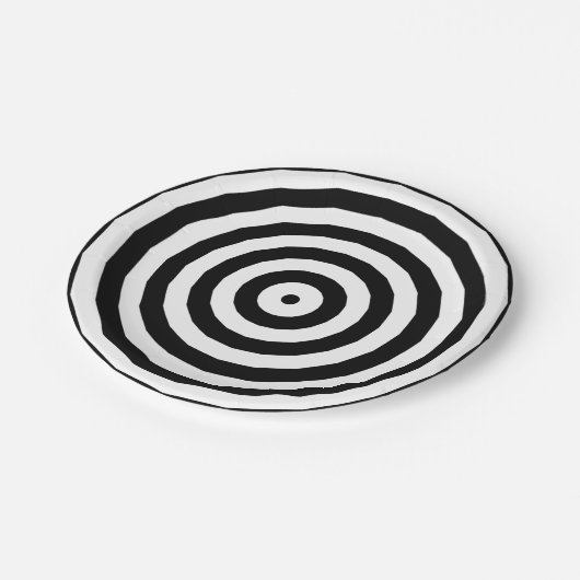 Optische Illusion in schwarz-weiß-konzentrischen K Pappteller (Schrägansicht)