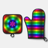Optische Illusion Regenbogen Ofenhandschuh & Topflappen-Set (Vorderseite)