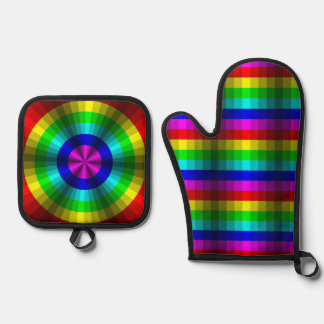 Optische Illusion Regenbogen Ofenhandschuh & Topflappen-Set