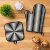Optische Illusion schwarz Ofenhandschuh & Topflappen-Set (Oben Unten)