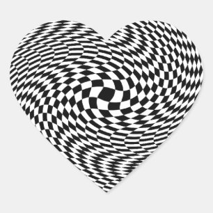 Optische Illusion Schwarz/Weiß Herz-Aufkleber