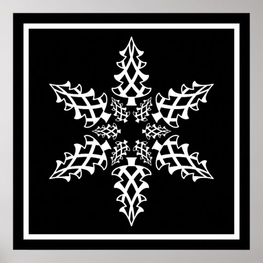 Optische Illusion Snowflake Weihnachten Elegante Poster (Vorne)