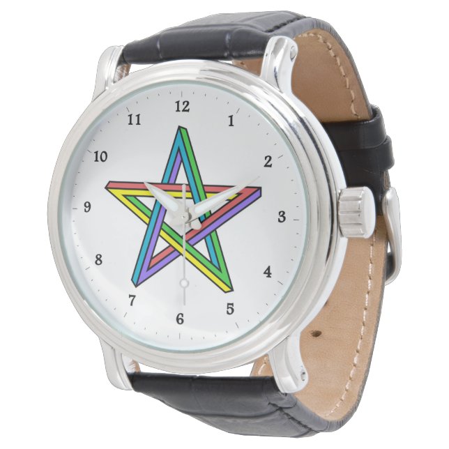 Optische Illusion Star Watch Armbanduhr (Schrägansicht)