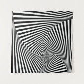Optische Illusion: Striptes geometrisches Abstrakt Wandteppich (Vorderseite (Horizontal))