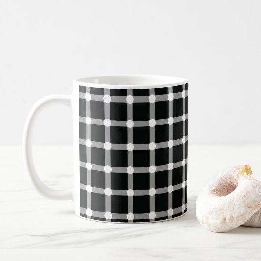 Optische Illusion Verschwinden schwarzer Punkte Kaffeetasse (Mit Donut)