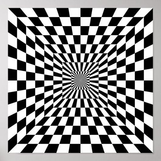 Optische Illusion von Schwarzweiß-Schachbrettern Poster (Vorne)