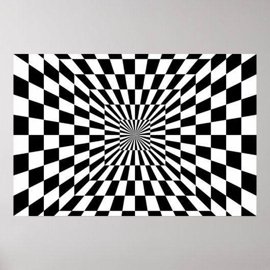 Optische Illusion von Schwarzweiß-Schachbrettern Poster (Vorne)