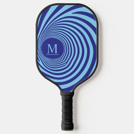 Optische Illusion Vortex Monogram Blue Shades Pickleball Schläger (Vorderseite)