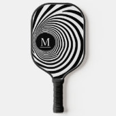 Optische Illusion Vortex Monogramm Schwarz/Weiß Pickleball Schläger (Vorderseite)