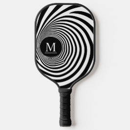 Optische Illusion Vortex Monogramm Schwarz/Weiß Pickleball Schläger