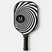 Optische Illusion Vortex Monogramm Schwarz/Weiß Pickleball Schläger (Rückseite)