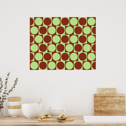 Optische Illusion Wall Effect Circles Deep Red Poster (Küche)