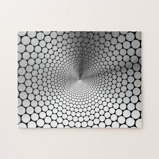 Optische Illusion Winkel Glanz Silber/Schwarzer NO Puzzle (Horizontal)