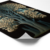 Optische Illusionsbaum sieht sich mit blühenden Bl Poster (Ecke)