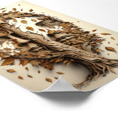 Optische Illusionsbaum sieht sich mit blühenden Bl Poster (Ecke)