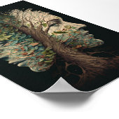 Optische Illusionsbaum sieht sich mit blühenden Bl Poster (Ecke)