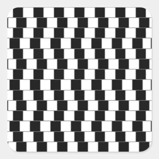 Optische Illusionslinien Quadrate schwarz Quadratischer Aufkleber (Vorderseite)
