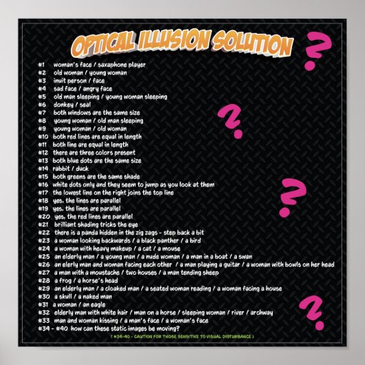 OPTISCHE ILLUSIONSLÖSUNG POSTER (Vorne)