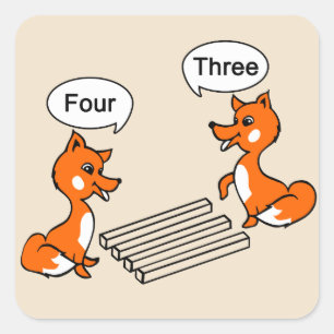 Optische Illustration Trick Fox Zeichne Quadratischer Aufkleber
