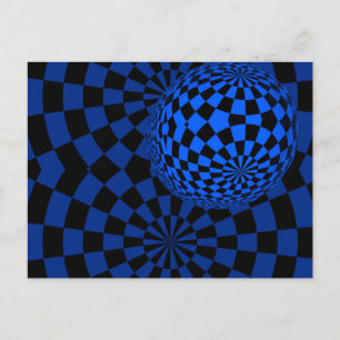 Optische Kunst in Blau und Schwarz Postkarte