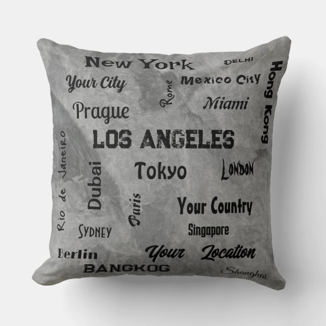 Optische Megastädte aus Graustein Kissen (Vorderseite)