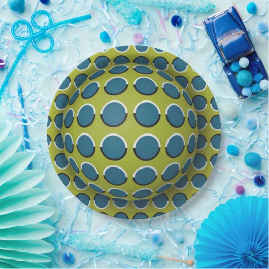 Optische Papierplatte des grünen weißen 3D-Party Pappteller (Party)