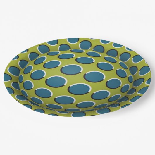 Optische Papierplatte des grünen weißen 3D-Party Pappteller (Schrägansicht)