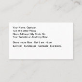 Optische Store Optician Business Cards Visitenkarte (Rückseite)