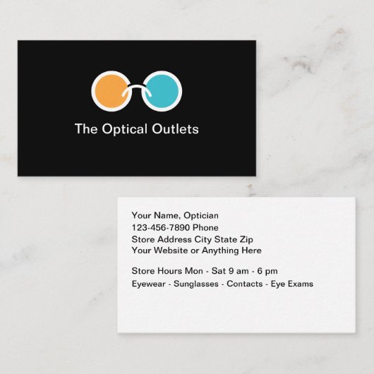 Optische Store Optician Business Cards Visitenkarte (Vorne/Hinten)