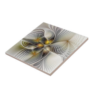 Optische Täuschung Abstract 3D Fraktal mit Tiefe Fliese