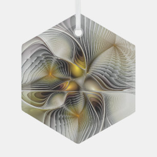 Optische Täuschung Abstract 3D Fraktal mit Tiefe Ornament Aus Glas