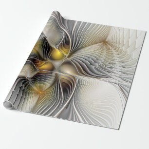 Optische Täuschung Abstrakte 3D-Fraktale mit Tiefe Geschenkpapier