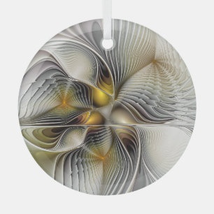 Optische Täuschung Abstrakte 3D-Fraktale mit Tiefe Ornament Aus Glas
