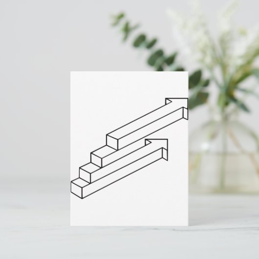 optische Täuschung nach Pfeil oder Treppe Postkarte (Stehend Vorderseite)
