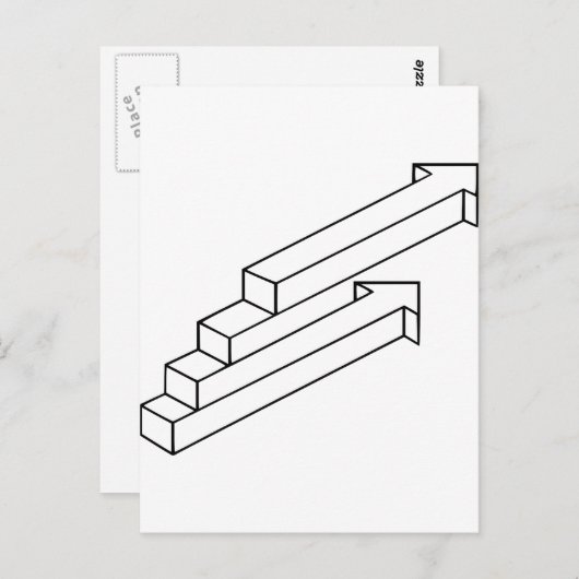 optische Täuschung nach Pfeil oder Treppe Postkarte (Vorne/Hinten)