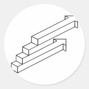 optische Täuschung nach Pfeil oder Treppe Runder Aufkleber