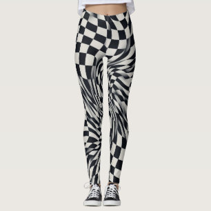 Optische Täuschung Wellen Schachbrettmuster Leggings