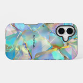 Optischer Hintergrund und schwarzer Name iPhone 16 Hülle (Rückseite (Horizontal))